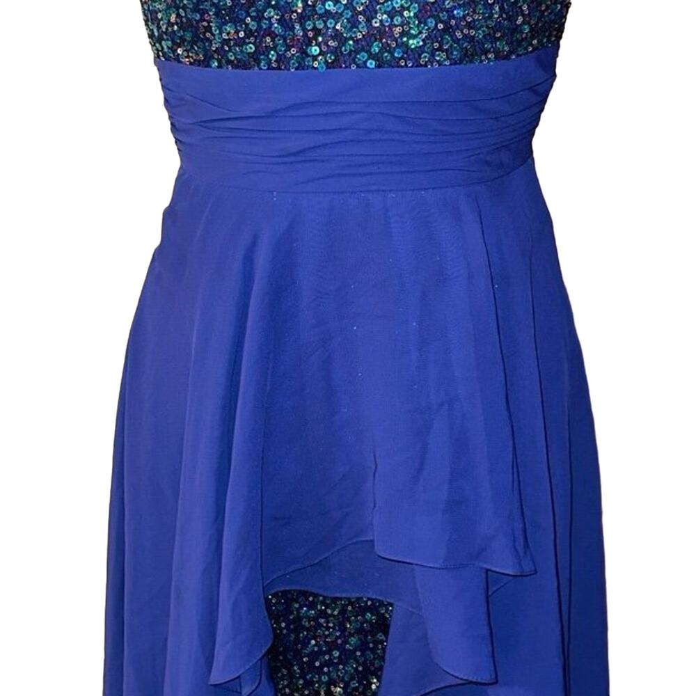 Strapless Blue Sequin Ball Gown Homecoming Prom Dress Formal